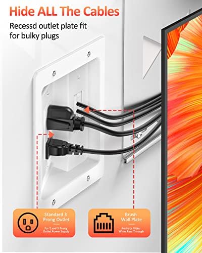 Elecpow in Wall Cable Management Kit, Hide TV Power Cables & Low Voltage Wires Behind The Wall, Recessed Outlet for Wall Mounting TV - Image 3