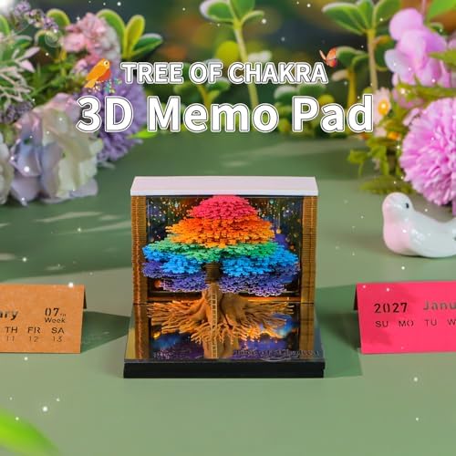 3D Memo Pad, 3D Calendar 2027, Time Piece Calendar, Tear-Off Calendars 2027, 3D Paper Carving Art Memo Pad, Art Carving Sticky Notes for Office Home Gifts Ornaments (Tree of Life) - Image 2