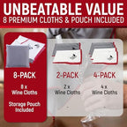 Fox Trot Wine Glass Polishing Cloths, 8 Pack, Storage Pouch Included - Image 6