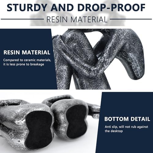 Grey Book Ends Decorative, Girl Thinker Design, Modern Bookends for Shelves, Non-Skid Heavy Duty Resin Book Stopper for Books, Resin, 1Pair/2Piece - Image 3