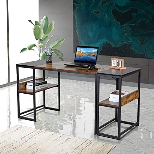 UNICOO® 3 Combination L Shaped Corner Desk with Shelves, Computer Desk with Drawers, Home Office Writing Study Bookshelf Desk Combo, Multi-Function 4 Tier Reversible Storage Bookshelf (XJH-2402) - Image 2