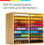 MEEDEN Bamboo Marker Holder Organizer: Holds 126 Pens with 18 Compartments - Image 4
