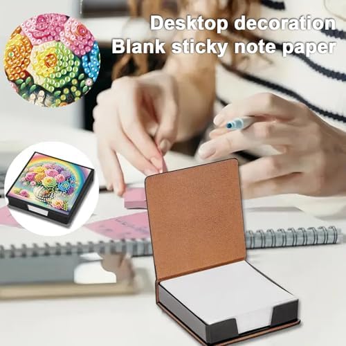 4PCS Diamond Art Painting PU Notecard Box DIY Craft Sticky Note Box with 160 Sheets of Paper Sticky Note Holder for Living Room Home Office Decoration for Adults Beginners Desk Organiser(Vase) - Image 7