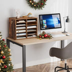 HOOBRO Literature Organizers, 12 Compartments Office Mailbox with Adjustable Shelves, Wood Countertop Literature Sorter for Office, Home, Classroom, Mailrooms Organization Rustic Brown FG12WF01 - Image 3