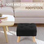 OGEMXU Storage Ottoman, Small Foot Stool Ottoman with Storage, Boucle Teddy Velvet Foot Rest with Padded Seat, Sturdy Wood Legs Stool for Living Room, Bedroom, Couch, Enterway (Black) - Image 4
