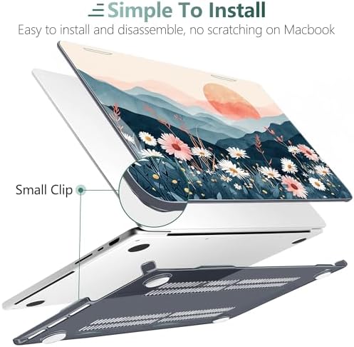 DONGKE Compatible with MacBook Pro 16 Inch Case (2026-2021 Release, M5 M4 M3 M2 M1 Pro/Max Chip), Plastic Hard Shell Cover with Keyboard Cover & Screen Protector for MacBook Pro 16", Sun & Daisies - Image 6