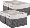 4 Pack Storage Baskets for Organizing, Woven Baskets for Shelves - Perfect for Toys, Books, Towels, and Clothes, Durable Gift Basket Bins Toy Storage, 12.7''Lx9''Wx7.8''H, Black & White by SIXDOVE