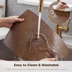 Artoid Mode Brown Faux Leather Placemats Set of 8, 12x18 Inch Waterproof Wipeable Heat Resistant Vinyl Place Mats, Reversible Table Mats for Kitchen Dining Decor - Image 5