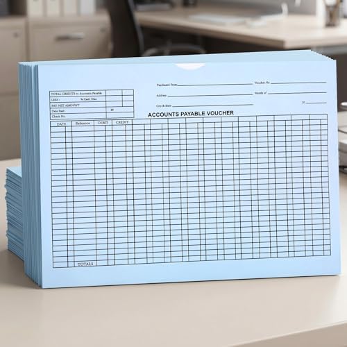 Sabary 100 Pack Accounts Payable Voucher Envelopes 9" x 12" Blue Color Jacket Envelopes with Black Debit Credit Grid for Organizing Invoices Statements Accounts Payable Receipts Vendor Documents by Sabary