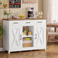 TEENFON Storage Cabinet, Coffee Bar Cabinet with 3 Drawers, 2 Adjustable Shelves & 2 Doors, Buffet Cabinet, Kitchen Cabinet for Kitchen, Dining Room, Living Room, White by TEENFON