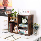 PAG-Mass Desktop Bookshelf Freestanding Wooden Countertop Bookcase Accessories Organizer Display Rack Dorm Desk Storage Shelf - Image 2