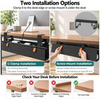 Fabric Under Desk Cable Management Tray 35.4” No Drill with Cable Ties - Image 4