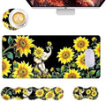 Mouse Pad,Large Desk Mat Set, 4in1 XL Mousepad + Keyboard Wrist Rest+Mouse Wrist Rest+Coaster with Ergonomic Desk Pad for Home Office Table Computer Cover -Elephant with Sunflowers by Unknown