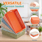 12 Pack Turn in Trays for Classroom, Stackable Plastic Paper Baskets with Handles, Letter Size A4 Teacher Desk Organizer Bins for Classroom Organization (Boho Colors) - Image 4