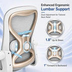 Ergonomic Home Office Chair, 4-Way Lumbar, Thick Cushion, 330LBS (Gray/Champagne) - Image 3