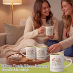 Pickmesh Floral Coffee Mug Set of 6, 10 oz Ceramic Cups with Heart Handles - Image 6