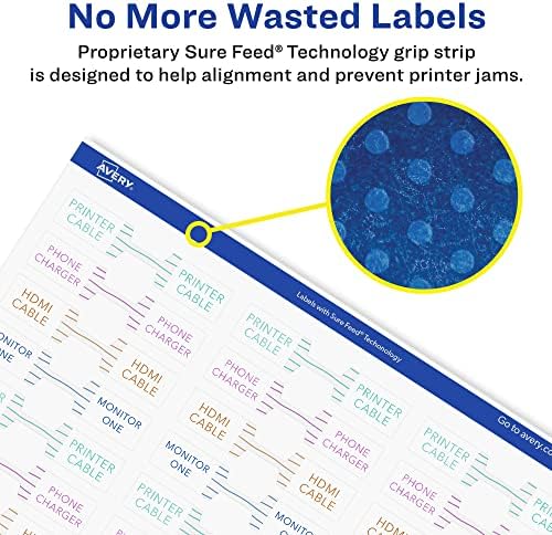 Avery Glossy White Barbell Labels, Sure Feed Technology, 0.5" x 2.5", 1,125 Glossy White Labels, Permanent Adhesive, Laser/Inkjet Printable - Image 3