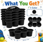 6 Pack Classroom Caddy With Handle for School Supplies, Black - Image 2
