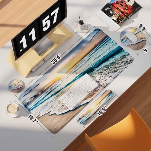 Desk Mat Set Keyboard and Mouse Pad with Wrist Rest Support - Image 3