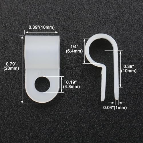 BAOMAIN 1/4-Inch R-Type Cable Clamps, 1000-Pack Wire Nylon Wire Management Clips, UC-1 Screw-On Cord Fasteners for Home, Office, and Industrial Use - Image 2