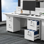 VINGLI 2 Drawer File Cabinet with Lock, Wood Grain White File Cabinets for Letter Size File Folders with Tabs, Mobile Under Desk Filing Cabinets for Home Office, Rolling Filing Cabinet Printer Stand - Image 2
