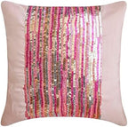 The HomeCentric Cushion Cover, Pink Decorative Pillow Cover, Fuchsia Silver Sequins Girls Room Glitter Sparkly Pillow Cover, 18x18 inch (45x45 cm) Cushion Cover, Square Silk Throw - Pink Angel by TheHomeCentric