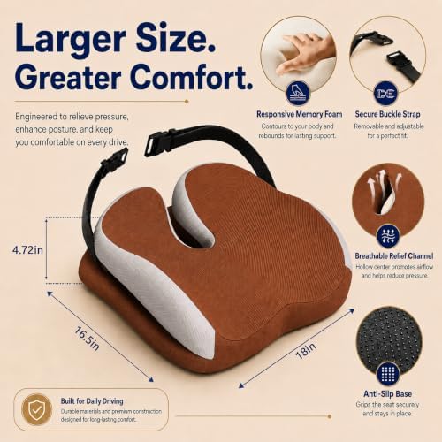 Memory Foam Ergonomic Seat Cushion for Office Chairs Pain Relief - Image 3