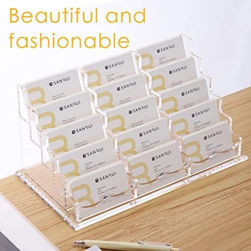 SANRUI Acrylic Business Card Holder, Clear Desk Card Display Stand,15 Slots - Image 6