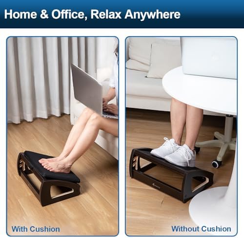 StrongTek Wooden Foot Stool Under Desk, Removable Cushion, Espresso - Image 4