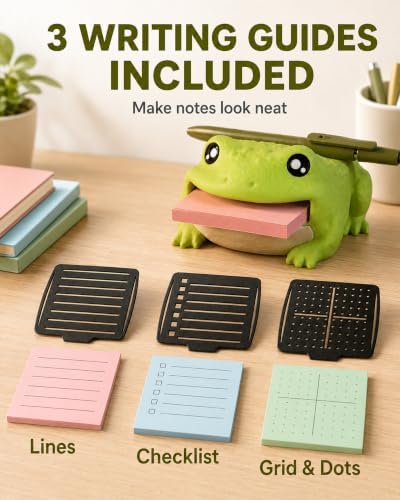 Note Toad Desk Organizer Sticky Note Holder, Frog with 3 Writing Guides - Image 4