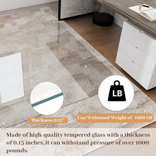 [Tempered Glass] 36" x 55" Glass Office Chair Mat for Carpet - Image 2