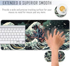 TGFEWYTJYJ Extended Gaming Mouse Pad,Memory Foam Ergonomic Keyboard Mouse Wrist Rest Support Set,Large Desk Mat with Stitched Edges,Non-Slip Base Mousepad Home Office,Octopus in The Japan Waves - Image 4