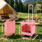Pet Stroller, Dog & Cat Stroller for All-Season, Lightweight Foldable Carrier with 360° Front Wheels, Adjustable Handle, Breathable Hole Basket for Home Outdoor Travel Shopping (Pink) - Image 5