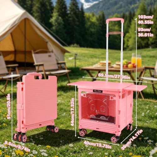 Pet Stroller, Dog & Cat Stroller for All-Season, Lightweight Foldable Carrier with 360° Front Wheels, Adjustable Handle, Breathable Hole Basket for Home Outdoor Travel Shopping (Pink) - Image 5