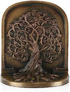CRAFTSMAN ROAD Tree of Life Bookends, Antique Brass, 2 Decorative Bookends for Shelves or Bookcase, Cast Iron, Non-Skid Heavy Bookends, Home Décor Gift - Image 3