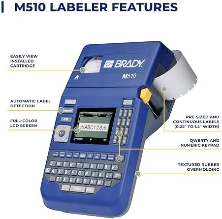 Brady M510 Portable Industrial Label Printer Kit with Safety and Facility ID Software, Carrying Case, Label Cartridge, Rechargeable Battery and Charger, 3.75" H x 5.75" W x 10" D - Image 3