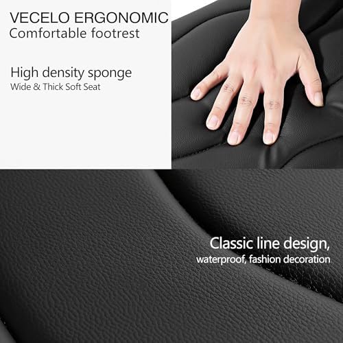 VECELO Under Desk Footrest, PU Ergonomic Foot Rest with Comfort Padding, Height Adjustable for Relieving Leg Pain, Stiffness, and etc, Black - Image 6