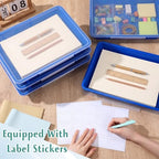 Tinlade 24 Pcs Classroom Paper Storage Bins with Lids, Blue, 13x10in - Image 5