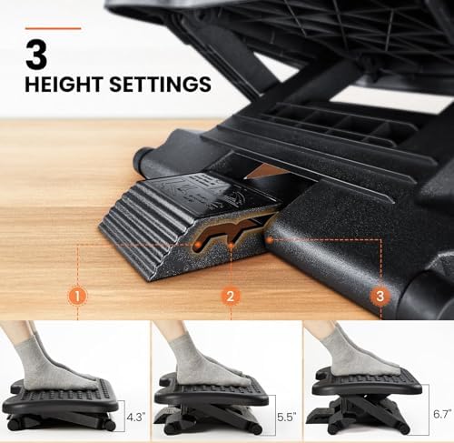 ErGear Under Desk Footrest, Adjustable Foot Rest with 3 Height Settings and 30-Degree Angle, Ergonomic Desk Foot Rest with Massage Texture, Foot and Leg Rest for Home & Office (Pack of 2) - Image 4