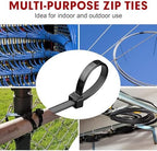 Zip Ties, RAZCC 1200pcs Black Cable Zip Ties 12 Inch, Heavy Duty Plastic Wire Ties with 70lb Tensile Strength, Self-Locking Black Nylon Tie Wraps for Indoor and Outdoor - Image 7