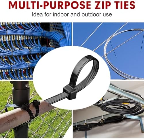 Zip Ties, RAZCC 1200pcs Black Cable Zip Ties 12 Inch, Heavy Duty Plastic Wire Ties with 70lb Tensile Strength, Self-Locking Black Nylon Tie Wraps for Indoor and Outdoor - Image 7