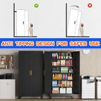 GAIOUS 79'' Tall Metal Garage Storage Cabinet, Home Office Cabinet Black - Image 5