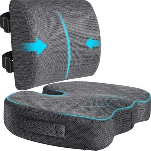 Back&Seat Cushion, Chair Cushions, Lumbar Back Support Pillow, Grey/X-Large by TushGuardSeatCushonsPillows