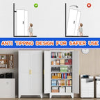 GAIOUS 79'' Tall Metal Garage Storage Cabinet, Home Office Cabinet White - Image 5