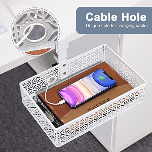 Under Desk Drawer, Clamp on Desk Organizer Cup Holder Hanging Desk Storage - Image 4