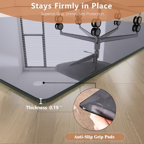 30" x 55" Gray Tempered Glass Chair Mat for Carpet & Hard Floors - Image 6