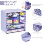 Desk Storage Organizer with 9 Drawers, 4 Tiers Stackable Desktop Craft Storage Drawers, Clear Storage Box Caddy for Stationary Makeup Jewelry Office Craft Supplies (Purple) - Image 4