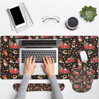 Britimes Keyboard Mouse Pad Set, 4 in 1 Desk Mat Set, Christmas Truck Red - Image 4