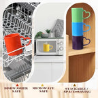 Pickmesh Colorful Ceramic Coffee Mugs Set of 6, 10 Oz Rainbow Cups - Image 3