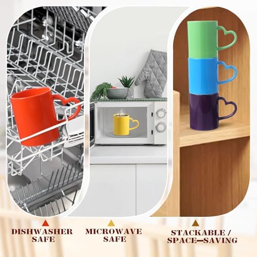 Pickmesh Colorful Ceramic Coffee Mugs Set of 6, 10 Oz Rainbow Cups - Image 3